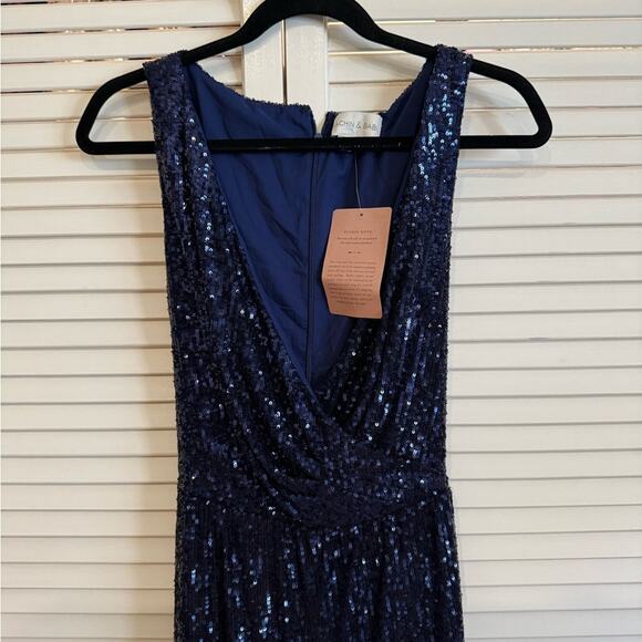 NWT NEW Sachin + Babi Blue Sequin Somers Jumpsuit - Picture 5 of 7